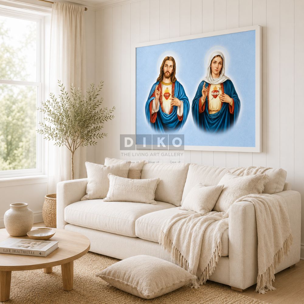 Sacred Hearts of Jesus & Mary – Framed Christian Wall Art