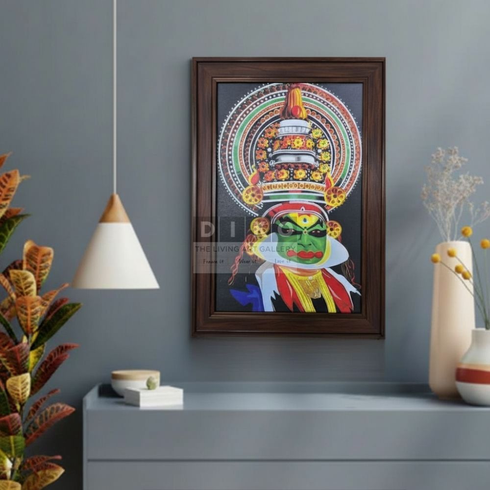 Traditional Kathakali Art Wall Frame – Vibrant Kerala Cultural Portrait