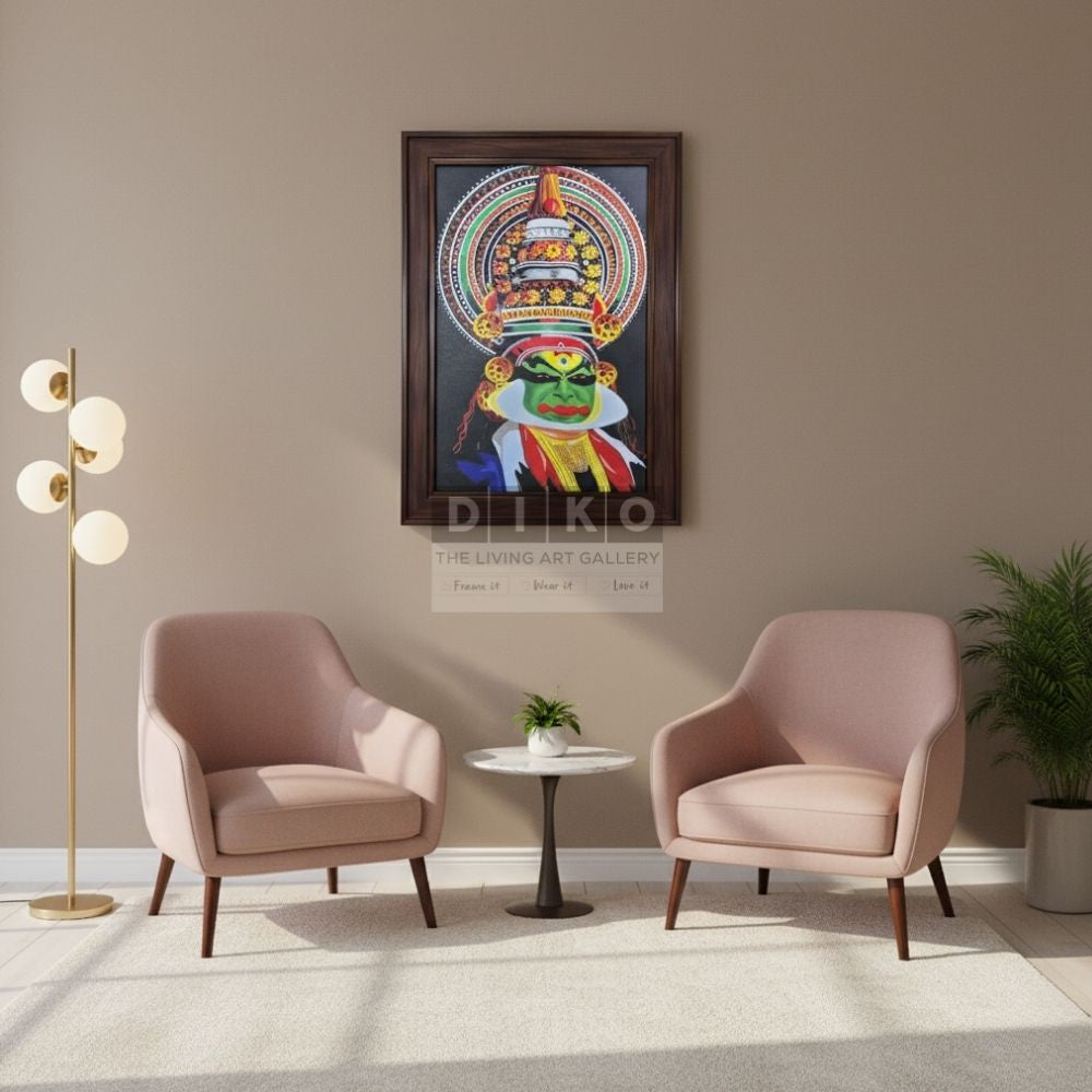 Traditional Kathakali Art Wall Frame – Vibrant Kerala Cultural Portrait
