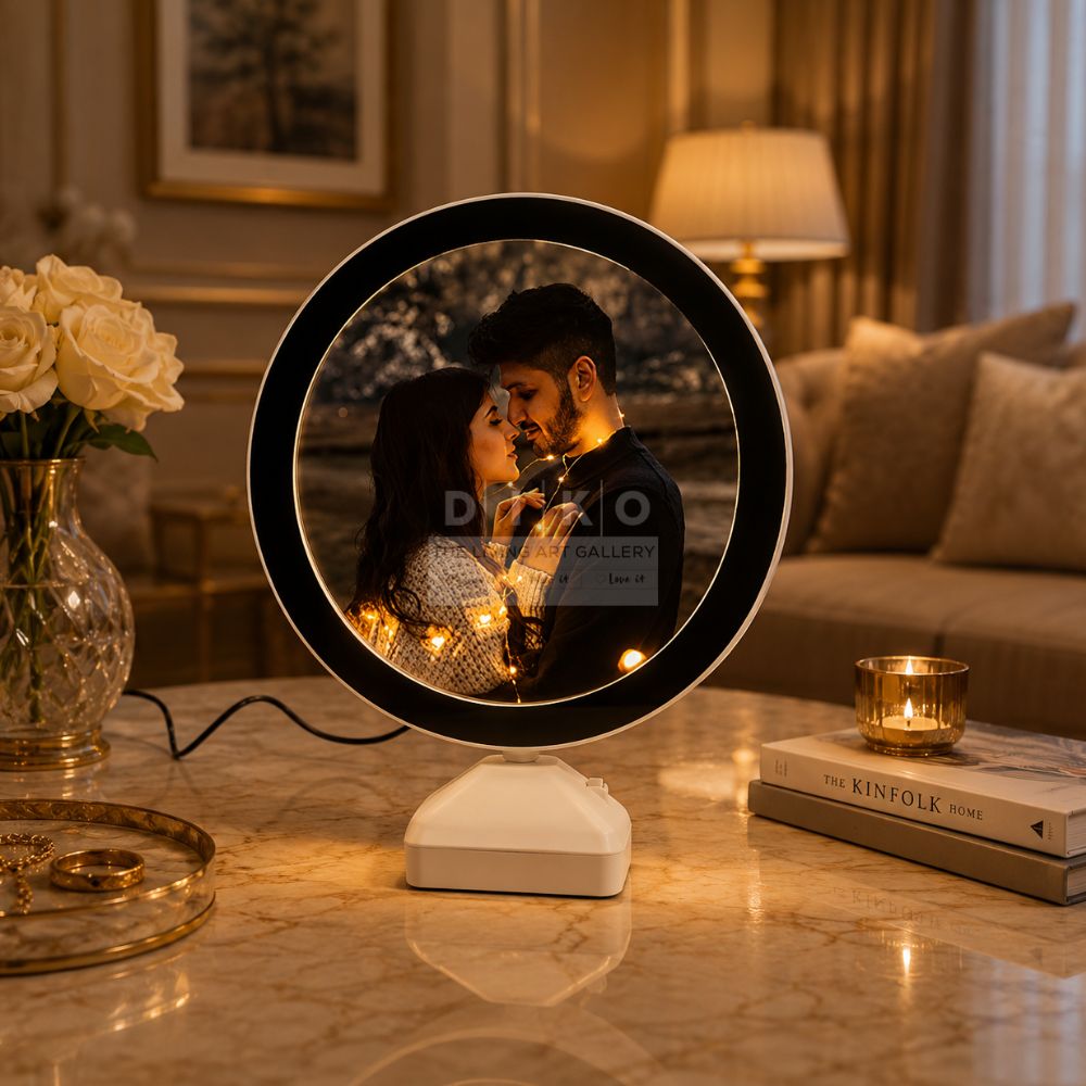 Smart Round Magic Mirror with Custom Photo Display
