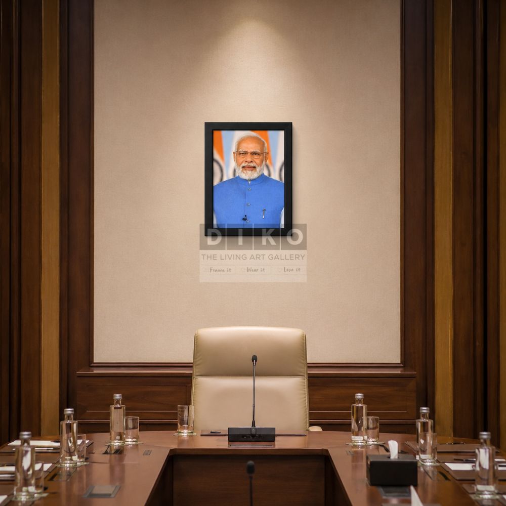 Elegant Indian Leader Prime Minister Modi Wall Art – Black Frame Edition
