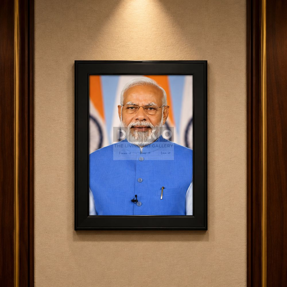 Elegant Indian Leader Prime Minister Modi Wall Art – Black Frame Edition