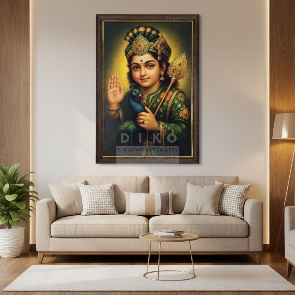 Divine Blessings of Young Murugan – Traditional Framed Art