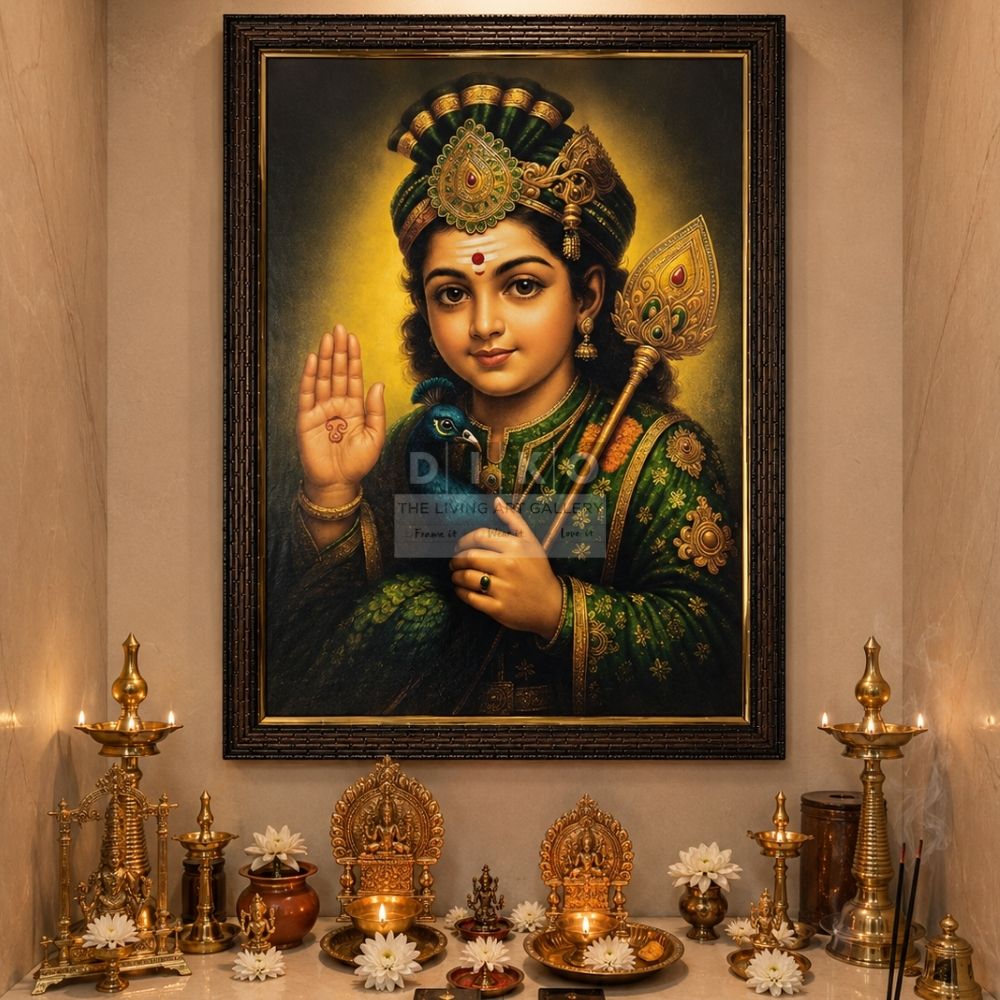 Divine Blessings of Young Murugan – Traditional Framed Art