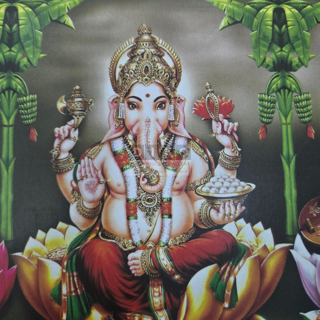 Divine Panchayatana Deities Framed Wall Art – Balaji, Lakshmi, Ganesha, Saraswati & Murugan Premium Temple Style Frame