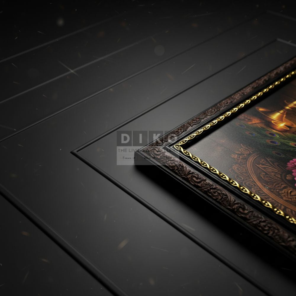 Divine Panchayatana Deities Framed Wall Art – Balaji, Lakshmi, Ganesha, Saraswati & Murugan Premium Temple Style Frame