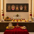 Divine Panchayatana Gods Framed Wall Art – Balaji, Lakshmi, Ganesha, Saraswati & Murugan Premium Long Frame