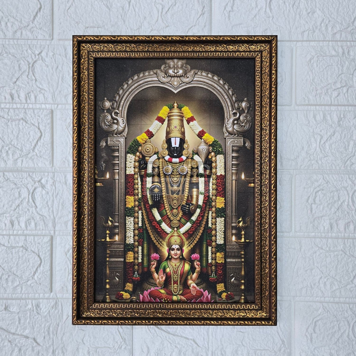 Sacred Tirupati Balaji & Lakshmi Divine Wall Frame