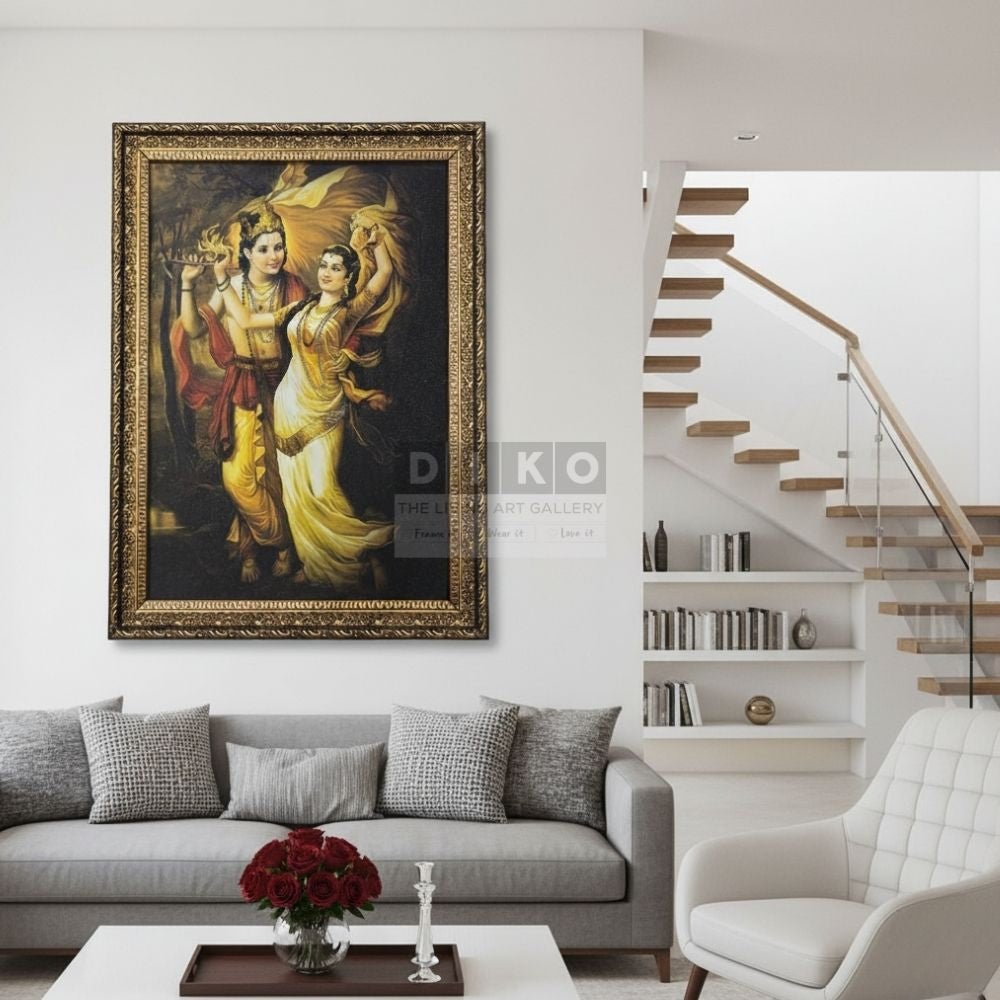 Divine Radha Krishna Love Dance Wall Art Frame