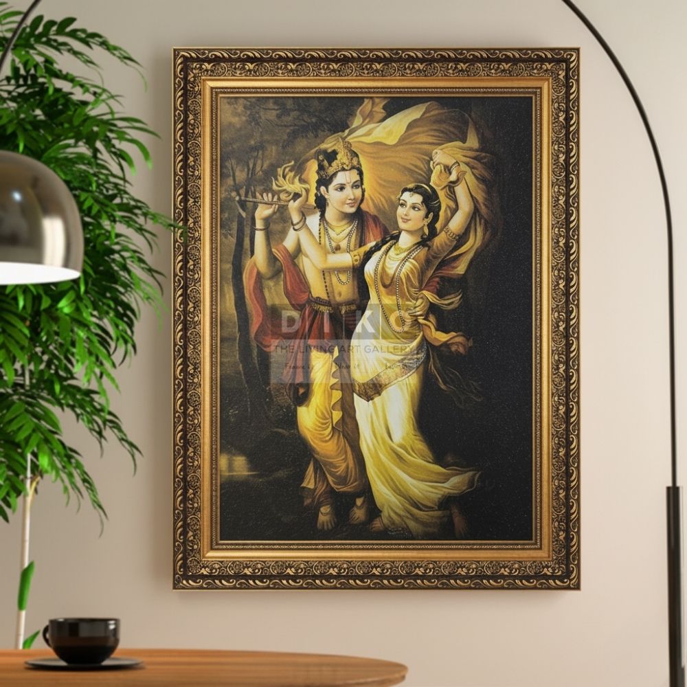 Divine Radha Krishna Love Dance Wall Art Frame