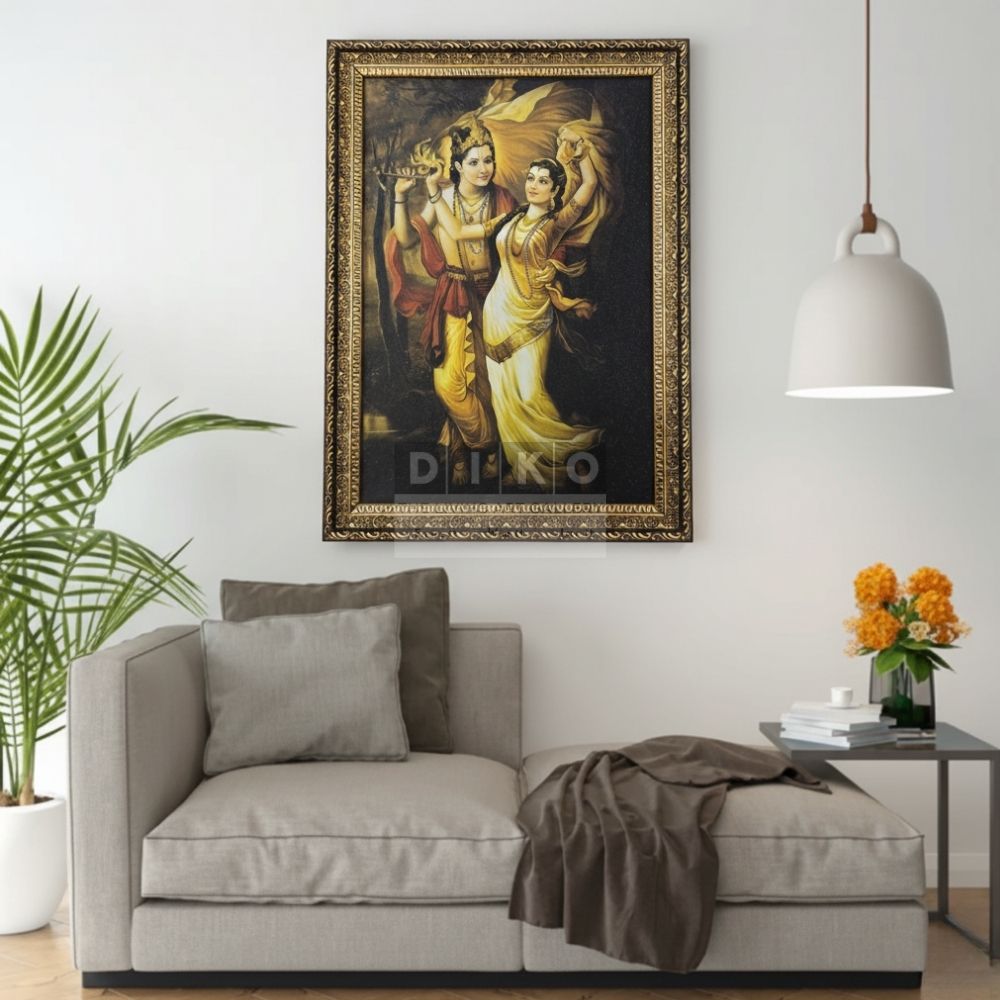 Divine Radha Krishna Love Dance Wall Art Frame