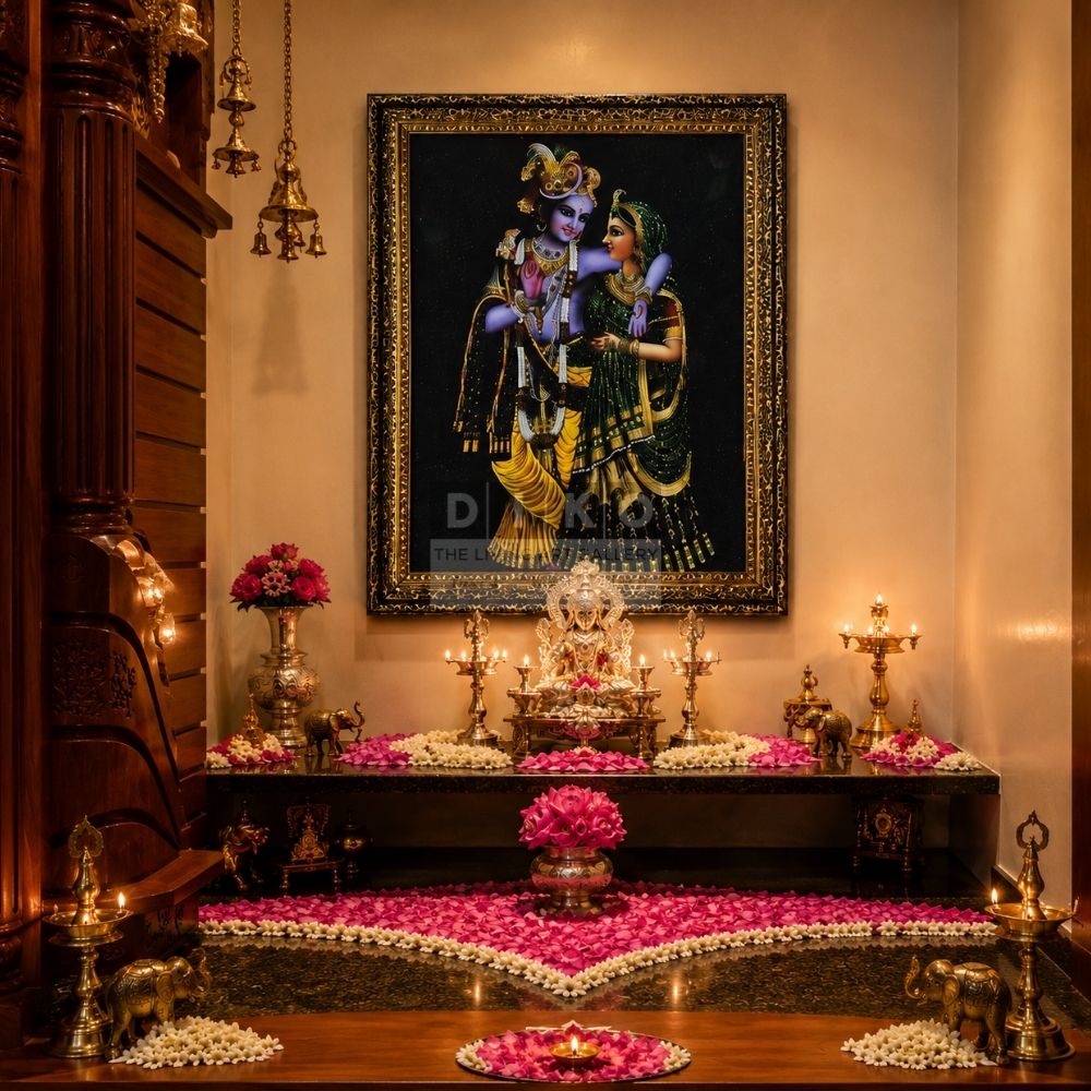 Elegant Radha Krishna Devotional Wall Art Frame