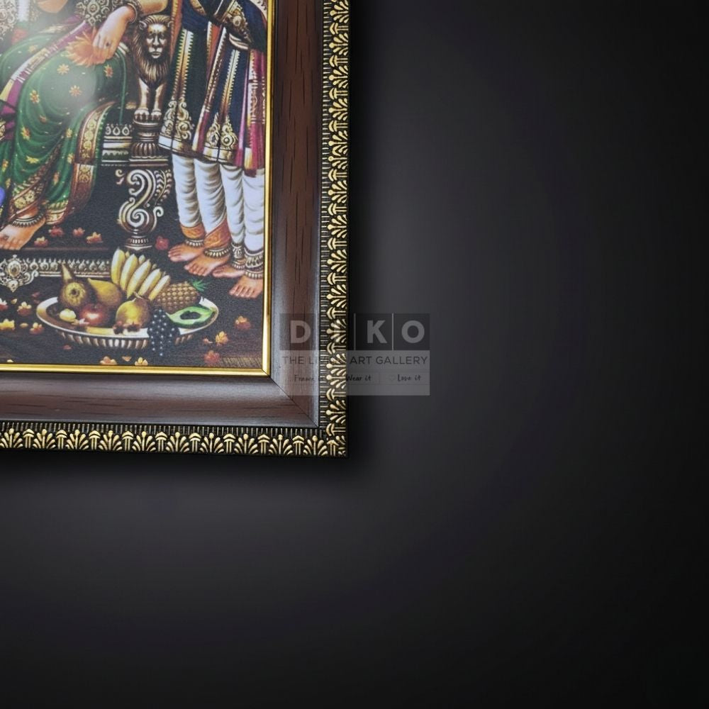 Premium Ram Darbar Wooden Wall Frame with Ornate Golden Border