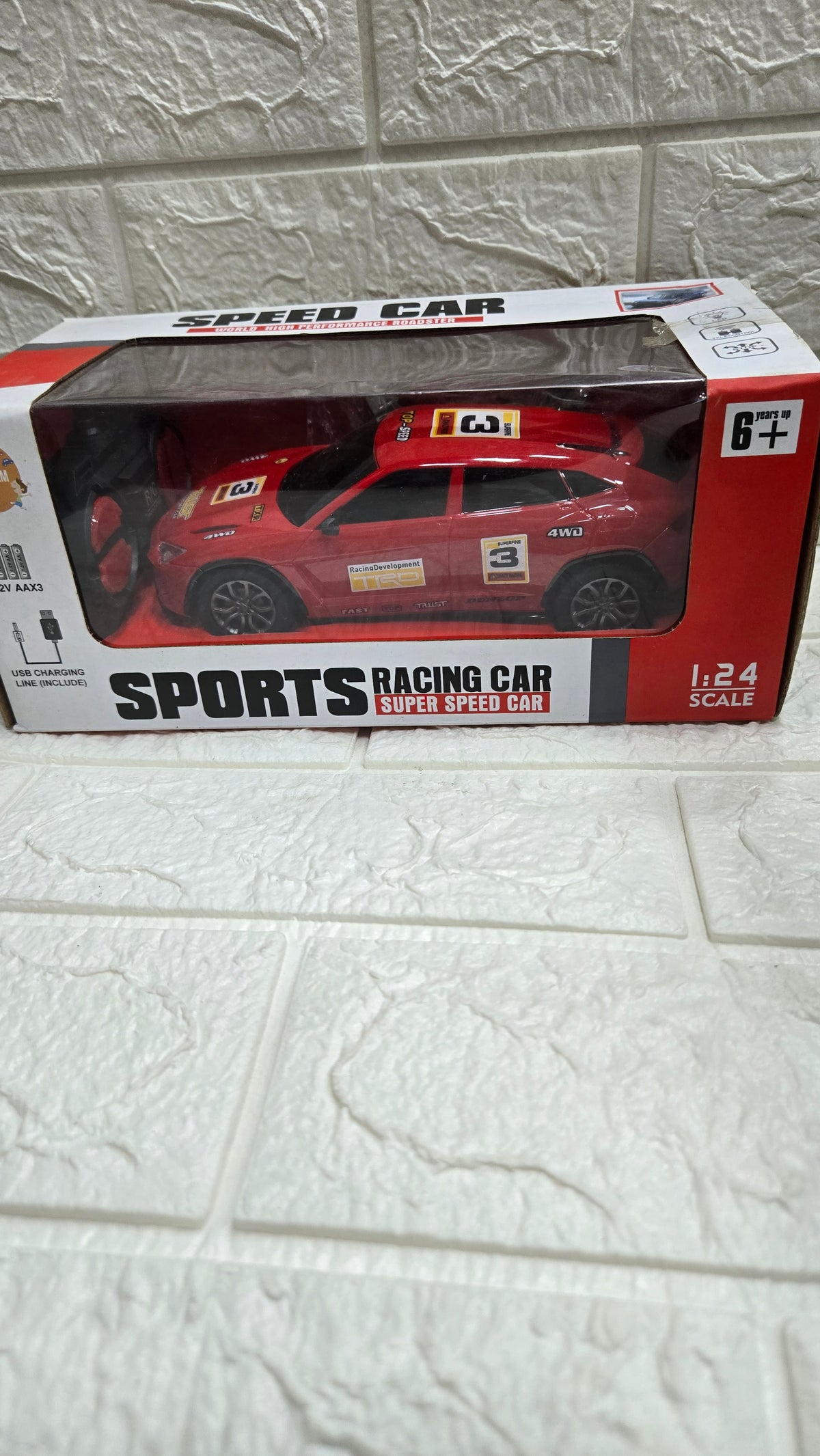 Sports racing car with usb charging cable