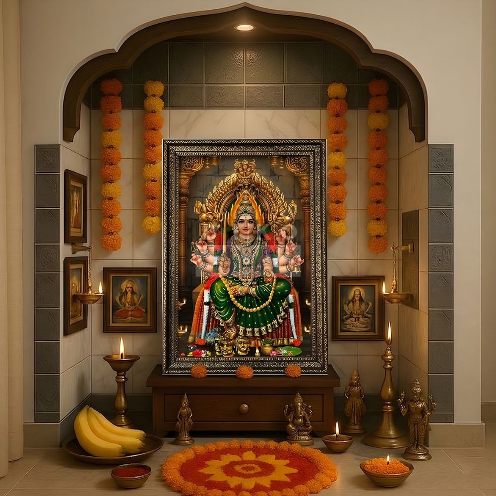 Divine Samayapuram Amman Framed Wall Art for Home & Pooja Room
