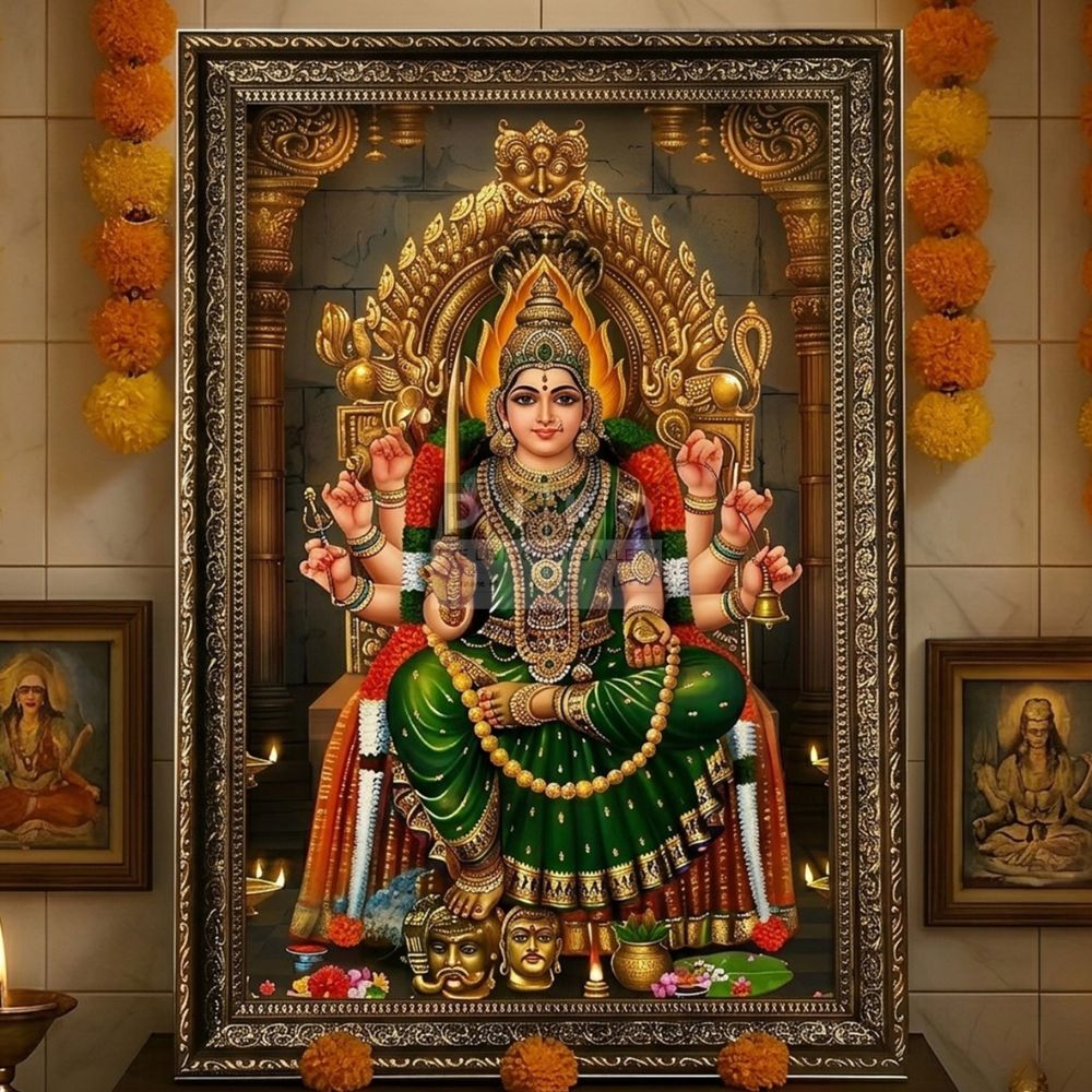Divine Samayapuram Amman Framed Wall Art for Home & Pooja Room