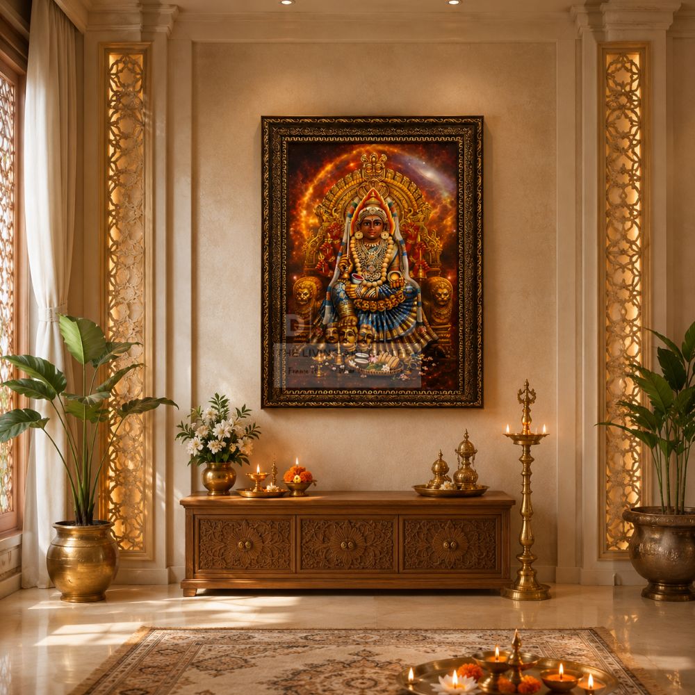 Divine Samayapuram Amman Framed Wall Art for Home Temple & Spiritual Decor