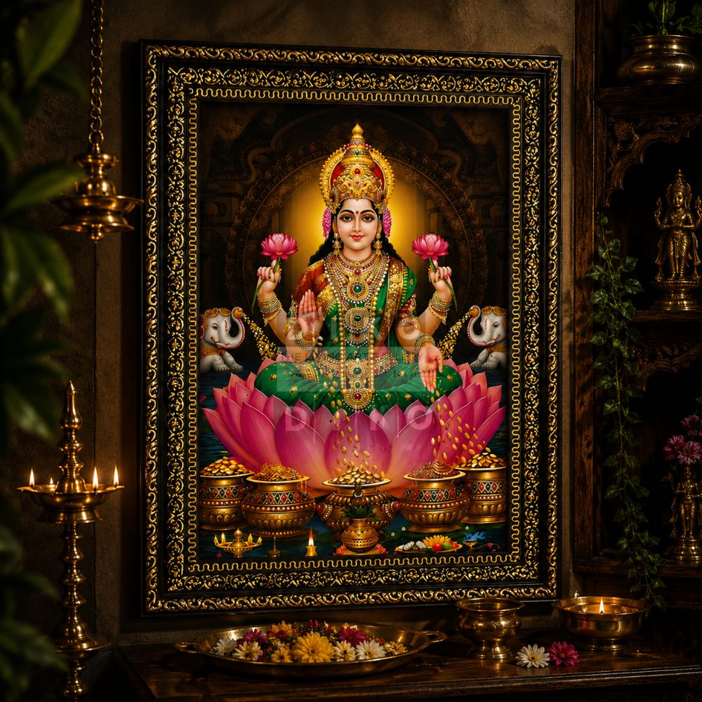 Mahalakshmi Divine Prosperity – Premium Framed Wall Art