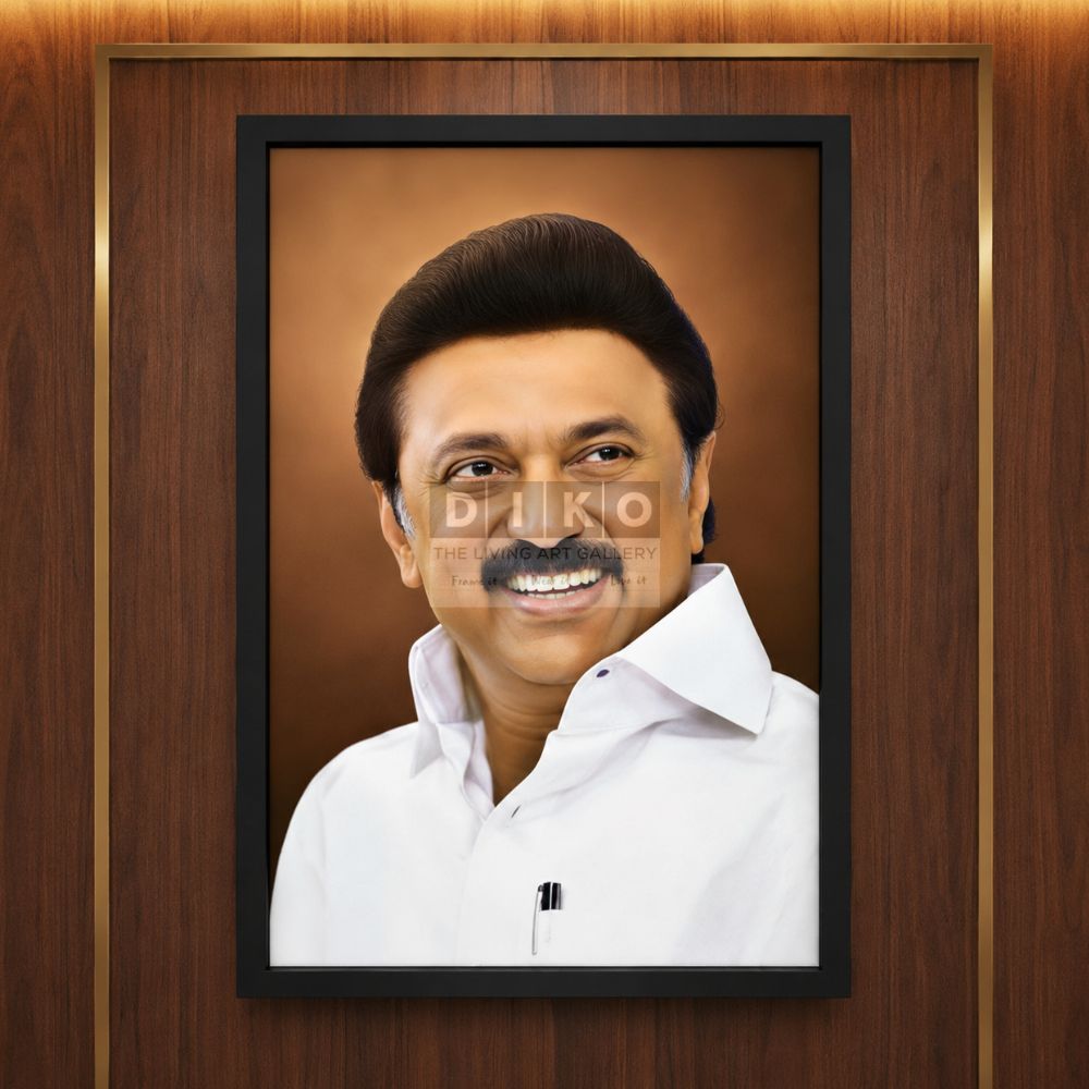 M.K. Stalin Premium Wooden Framed Portrait Wall Art for Office & Home Decor
