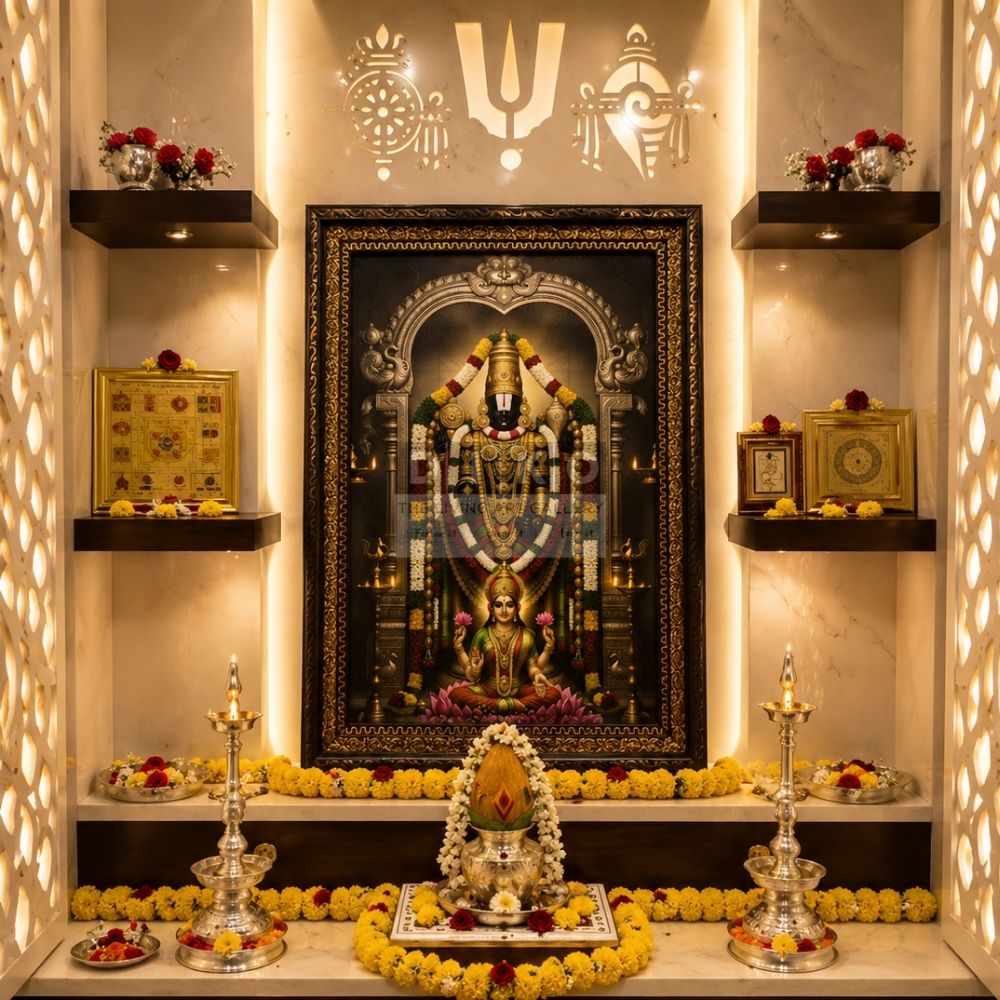 Sacred Tirupati Balaji & Lakshmi Divine Wall Frame