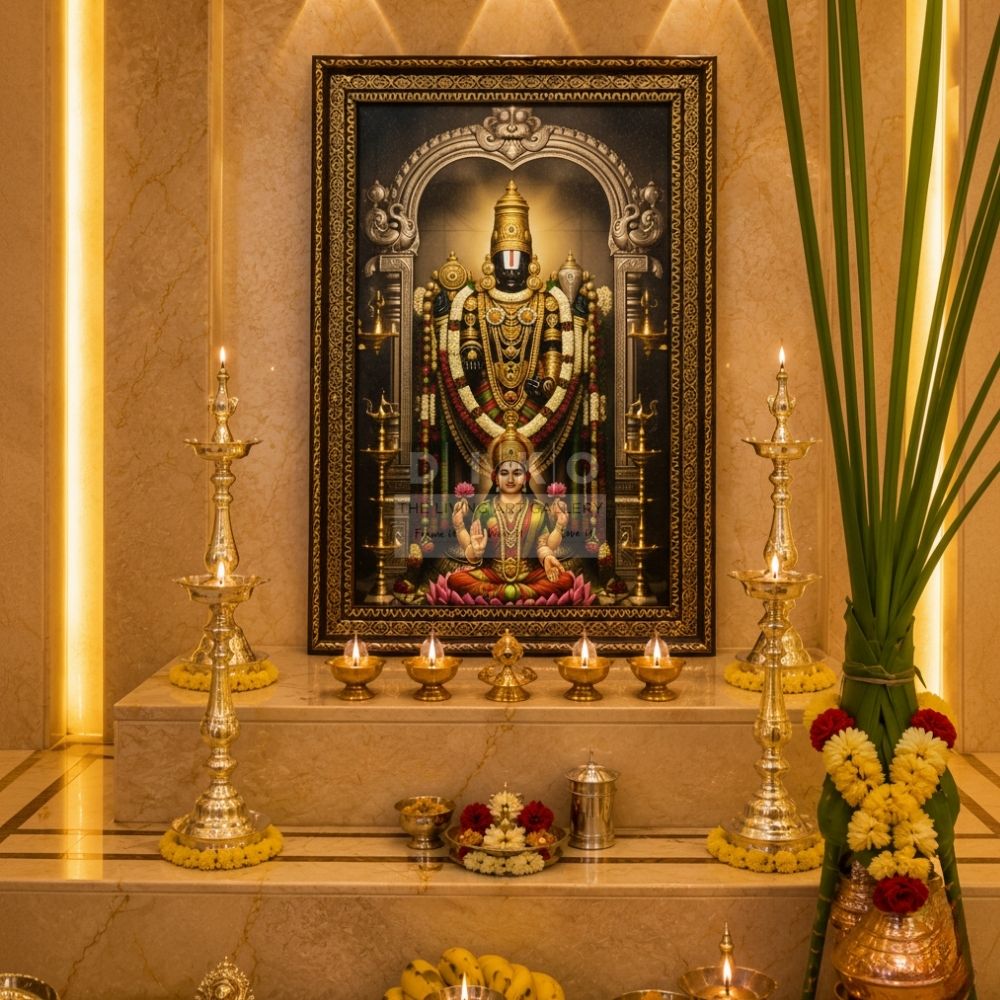 Sacred Tirupati Balaji & Lakshmi Divine Wall Frame