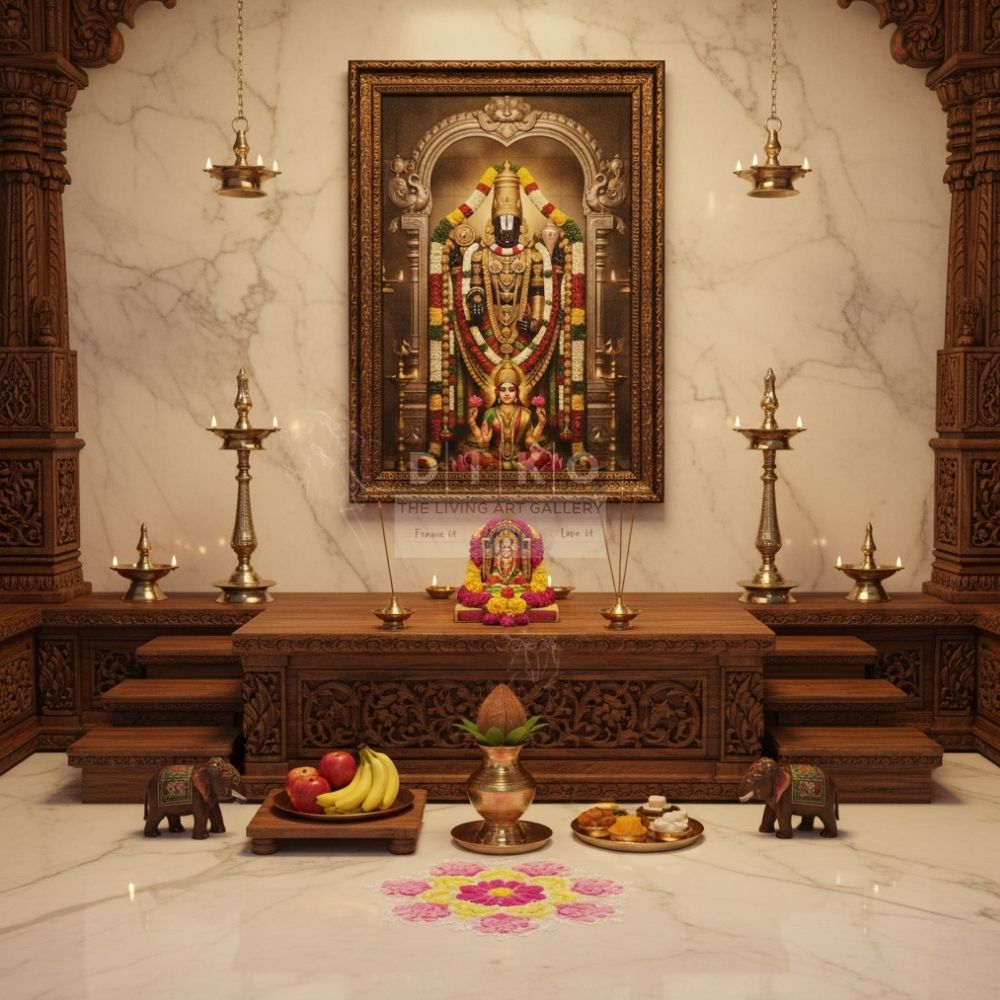 Sacred Tirupati Balaji & Lakshmi Divine Wall Frame